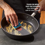 T-Fal Stone Force Platinum Non Stick Jumbo Cooker w/Lid & Helper Handle 5 Quart, Oven Broiler Safe 400°F, Long-lasting Durability, Heat Indicator, Saute Pan, Deep Fry Pan, Skillet, Pots, Pans, Black