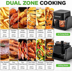 NutriChef 4 QT Air Fryer & Grill | 7-1 Preset Cook Modes | Transparent Fry Bowl for Best Cooking Results | Cook Shrimp, Steak, Fries, Wings & More | 4 QT Glass Air Fryer & 1.2 QT Grill | Black