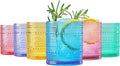 Khen Plastic Hobnail Drinking Glasses Set of 6 Bright Tones Cups 14oz, Shatterproof & Unbreakable Acrylic Beaded Design, BPA-Free, Dishwasher Safe Indoor/Outdoor Drinkware for Water, Juice, Cocktails