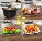 Sunvivi Roaster Oven, Electric Roaster Oven with Viewing Lid, 28lb 24-Quart Turkey Roaster with Unique Defrost/Warm Function, Large Roaster with Removable Pan & Rack, Stainless Steel, Black