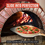 Chef Pomodoro Aluminum Metal Pizza Peel with Foldable Wood Handle for Easy Storage, Pizza Spatula, Gourmet Luxury Pizza Paddle for Baking Homemade Pizza Bread (18 x 20 inch)