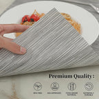 Leetaltree Silver Placemats Set of 12 - Heat Resistant Non-Slip Place mats for Dining Table, Washable Durable PVC Vinyl Woven Table Mats（Sliver, 12）