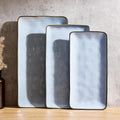 Famiware Serving Platter, Rectangular 15.67/14.1/12.6inch Serving Dishes for Entertaining, Reactive Glaze, Stoneware Serving Trays for Party, Food, Turkey, Snack, Cheese, Ocean Series, Blue