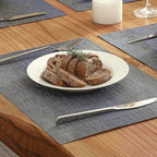 Leetaltree Denim Blue Placemats Set of 4 - Heat Resistant Non-Slip Place mats for Dining Table, Washable Durable PVC Vinyl Woven Table Mats（Denim Blue, 4）