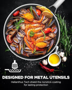 Pots and Pans Set Hybrid Stainless Steel, 17PC Nonstick Tri-Ply Cookware Set w/Frying pan, Dishwasher & Oven Safe, PFOA-Free, Metal Utensil Safe, Suitable for All Cooktops