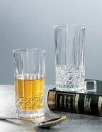 Lorren Home Trends Tall 12 Ounce Drinking Glass-Textured Cut Glass, Set of 6