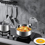 6-Piece Stainless Steel Cookware Set, Induction Pots and Pans Set with Glass Lids, Non-Toxic Kitchen Set for Gas/Electric/Induction, Oven & Dishwasher Safe