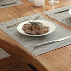 Leetaltree Silver Placemats Set of 8 - Heat Resistant Non-Slip Place mats for Dining Table, Washable Durable PVC Vinyl Woven Table Mats（Silver, 8）