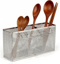 LENITH Kitchen Utensil Chopsticks Perforated Holder with Hooks - 304 Stainless Steel Storage for Organizer Dishwasher Safe (Large Rectangle)