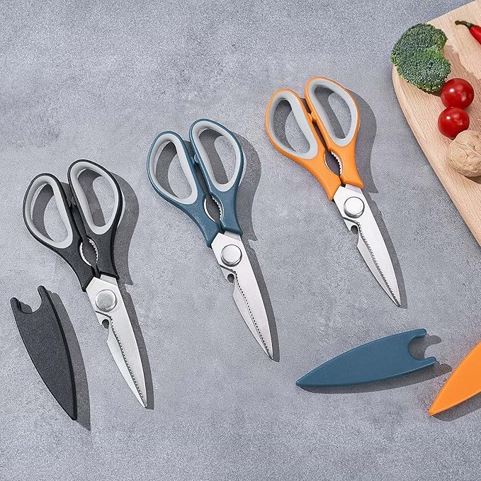 3-Pack Kitchen Shears Heavy Duty All Purpose Stainless Steel Scissors Dishwasher Safe Cooking for Meat, Chicken, Fish, Vegetable