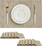 Leetaltree Light Brown Placemats Set of 24 - Heat Resistant Non-Slip Place mats for Dining Table, Washable Durable PVC Vinyl Woven Table Mats(Light Brown, 24)