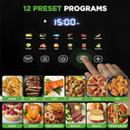 Nutrichef Electric Air Fryer Large 6.3 Quart Capacity | 12-1 Preset Cooking Functions | Includes Tenderizing Function | Digital Display | Transparent Window For Best Cooking Results | Black