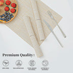 Leetaltree Beige Placemats Set of 16 - Heat Resistant Non-Slip Place mats for Dining Table, Washable Durable PVC Vinyl Woven Table Mats(Beige, 16)