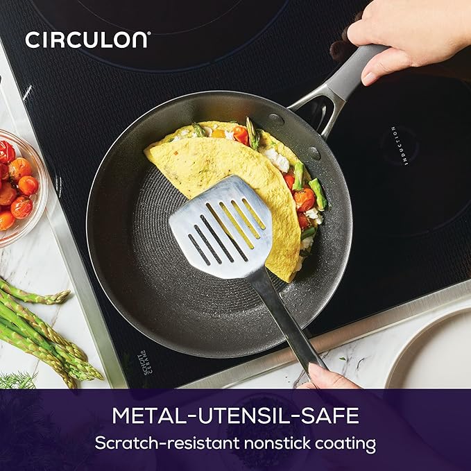 Circulon A1 Series with ScratchDefense Nonstick Induction Frying Pan Set, 6-Piece Cooking Pans Set, Induction Cookware, Graphite