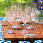 Komorebi Shatterproof Acrylic Wine Glasses - Unbreakable Plastic Goblets, BPA-Free & Drop-Proof Glassware - Elegant Drinkware for Indoor & Outdoor Use - 14oz, Set of 4 (Pale Pink)