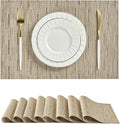 Leetaltree Light Brown Placemats Set of 8 - Heat Resistant Non-Slip Place mats for Dining Table, Washable Durable PVC Vinyl Woven Table Mats（Light Brown, 8）
