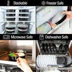 Igluu Meal Prep Containers Reusable (10 Pack) – Round Food Containers with Lids – Stackable, Microwave, Freezer & Dishwasher Safe – 28oz – 1 Compartment – BPA-Free