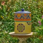 Bico Tunisian Ceramic Air Tight 9 inch Cookie jar, for holding coffee, powder, tea, spices, Microwave and Dishwasher Safe