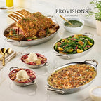 Hestan Provisions Oval Au Gratin Baking Dish, 2 Quart Clad Stainless Steel, 12.5 x 9 Inch - Oven Safe 600F, Kitchen to Table Serving, Designed with Thomas Keller