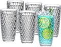 KLIFA- ASPEN- 17.6 ounce, Set of 6, Acrylic Vintage Drinking Glasses, Shatter-proof Highball, BPA-Free, Stackable Plastic Drinkware, Dishwasher Safe Cups, Clear