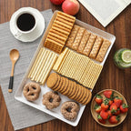 3 Pack, 16" x 11" Large White Serving Trays Set - Reusable Plastic Serving Platters for Cookie, Appetizer, Charcuterie, Snack, Dessert, Party Food Display - Stackable Kitchen CounterTop Tray, BPA Free
