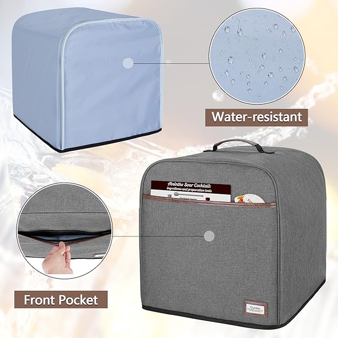 CURMIO Cocktail Machine Dust Cover Compatible with Bartesian Premium, Professional, Duet, Cocktail Maker Machine Dust Cover with Pockets for Cocktail Capsules, Gray, Patent Design
