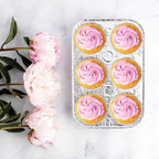 PLASTICPRO Aluminum Foil Muffin Pans Reusable and Disposable, Holds 6 Cupcakes/Muffin & Pie foil Pan Pack of 50