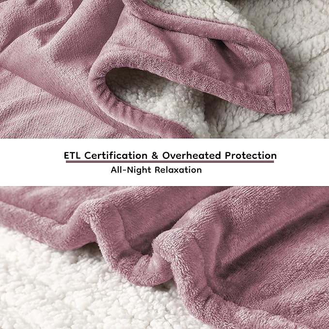 Electric Heated Blanket Full Size - 72"x84", Soft Flannel Heating Blanket, 10 Heating Levels, 1-12 H Auto Shut Off, Breathable Warm and Washable for Bed, Purple