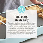 Martha Stewart 12” x 22” Electric Griddle, XL Ceramic Nonstick Flat Top Cooking Surface, Adjustable Temperature Dial, Drip Tray, Dishwasher Safe, 1500W Fast Even Heating, Pancakes & Eggs, Sky Blue