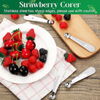 Baderke 8 Pcs Tomato Stem Corer Strawberry Baller Stainless Steel Strawberry Huller Tool Fruit Vegetable Stem Remover