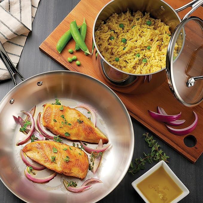 Tramontina Tri-Ply Clad Stainless Steel 14-Piece Cookware Set with Glass Lids, Pots and Pans Kitchen Set, Induction-Ready, Dishwasher-Safe, NSF-Certified
