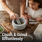 PriorityChef Heavy Duty Natural Granite Mortar and Pestle Set, 4 Cup Carved from Natural Granite, Make Fresh Guacamole, Stone Grinder Bowl, Herb Crusher, Spice Grinder, White