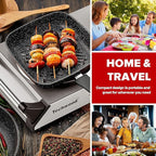 Techwood Electric Stove, Double Infrared Ceramic Hot Plate for Cooking, Two Control Cooktop Burner, Portable Anti-scald handles Suitable for Office/Home/Camp Use, 1800W Compatible for All Cookwares