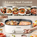 Stariver 7L Electric Hot Pot with Divider, 2-Temp Control (Separate Settings per Side) Shabu Shabu Pot, Non-Stick Hotpot Pot Electric, Perfect for Family Dinners & Parties
