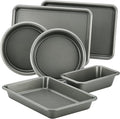 Ayesha Curry Nonstick Bakeware Set with Nonstick Bread Pan, Cookie Sheet, Baking Pan, Baking Sheet and Cake Pans - 6 Piece, SIlver