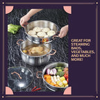 CONCORD Premium Stainless Steel 3 Tier Steamer w/Rose Gold Handles 30 cm