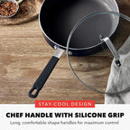 GreenPan x Bobby Flay 2.5QT Nonstick Saucepan with Glass Lid, PFAS-Free Diamond Ceramic, Induction Suitable, Stay-Cool Silicone Handle, Easy Clean Dishwasher & Oven Safe, Chef Pan, Black