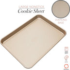 Kitchen Details Pro Series Large Baking Sheet | Dimensions: 17.5" x 11.8" x 1" | Nonstick | Gold | Nonstick |Diamond Base | Easy to Clean | Safe up 500 Degrees