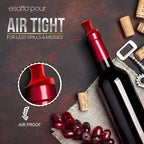Esatto Pour and Seal, Plastic Bottle Pourers With Built In Lid – Easy and Precise Pouring, Lid for Storing and Healthy Practices, Professional Bar Tool, Pack of 12 Pieces Wine Stopper Pourer (Red)