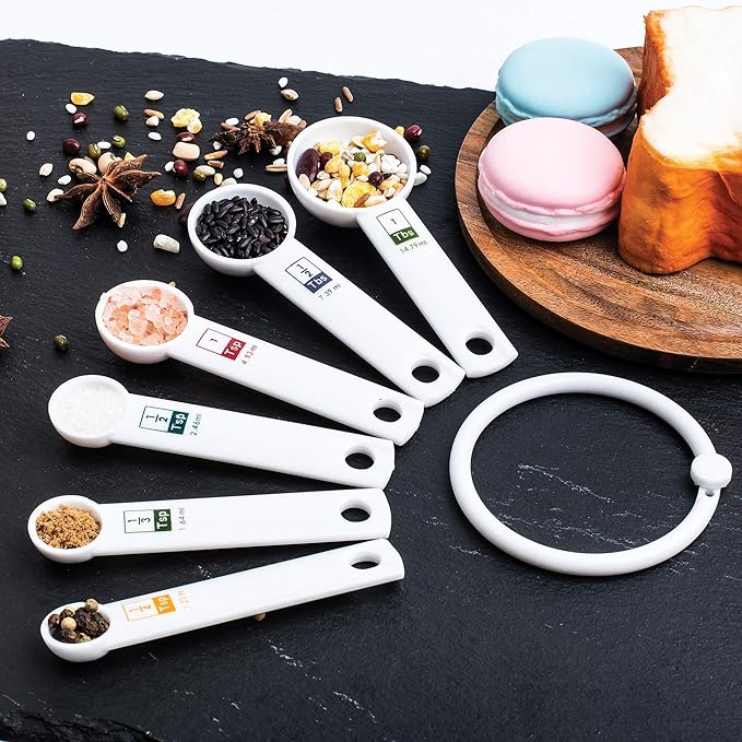 Fox Run 6-Piece Plastic Measuring Spoon Set White, 1.6 x 9 x 3 inches
