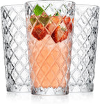 Glaver's Drinking Glasses - Set of 10-14oz. Highball Glass Cups - Dishwasher Safe Cocktail - Diamond Cut Shape - Tall Beer Glasses, Water Glasses, Bar Glass, Wine, Juice, Iced Tea