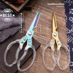AWinjoy Heavy Duty Sharp Kitchen Scissors, Dishwasher Safe, Cooking Shears for Meat, Chicken, Fish, Poultry, Herb, Bread (Blade Gold)