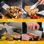 Flat Top Griddle Accessories Kit, 15 Pcs Stainless Steel Barbecue Tool Set for Blackstone and Camp Chef, Grill Spatula Tools Set with Egg Ring, Squeeze Bottles, Sauce Brush, for Teppanyaki Hibachi