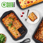 NutriChef Loaf Pans Set of 4 | Non-Stick Premium Bread Pans Quick & Even Heat Distribution | Oven Safe To 450 F | No PFOA, PFOS & PTFEs | Food Grade Carbon Steel | 11.61 x 5.98 x 2.56 Inches (Black)