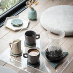 LINE+ARC Extra Thick Silicone Coasters (As Seen in NYTimes WireCutter) Waterproof Anti-Stain Heat-Safe Dishwasher-Safe Degrē Coasters (Set of 6, Clay) Outdoor Rubber Mid-Century Modern