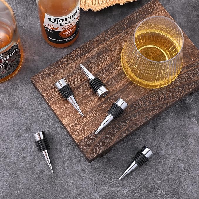 20 Pcs Wine Bottle Stopper Set Kit, Metal Cork Bottle Stoppers, Resin Wine Bottle Stoppers Molds Set Accessories, Wine Stopper for Silicone Molds Epoxy Resin, Silver