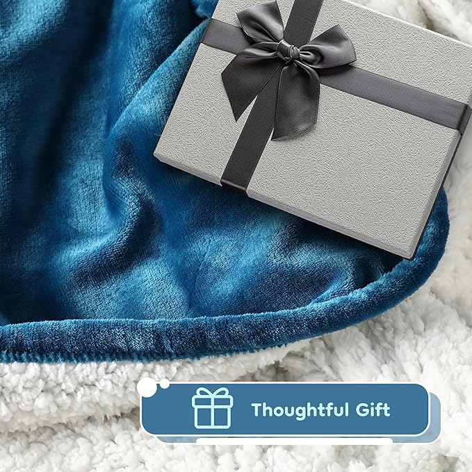 Electric Heated Blanket King Size - 90"x100", Soft Flannel Heating Blanket, 10 Heating Levels, 1-12 H Auto Shut Off, Breathable Warm and Washable for Bed, Lake Blue