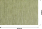 Leetaltree Pea Green Placemats Set of 6 - Heat Resistant Non-Slip Place mats for Dining Table, Washable Durable PVC Vinyl Woven Table Mats（Pea Green, 6）