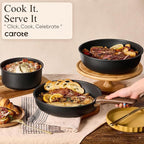CAROTE 33pcs Pots and Pans Non Stick, Cookware Sets Detachable Handle, Induction Kitchen Pots and Pans,NonStick Cooking Set, Oven/Dishwasher/Fridge Safe, Space Saving