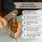 A Bar Above Bottle Opener, Bartender Tool, Flat Bar Blade Speed Opener, Heavy Stainless Steel Beer Cap Lifter With Thumb Hole, Dishwasher Safe Rust Resistant, Bartender Accessories, Silver, Pack of 3